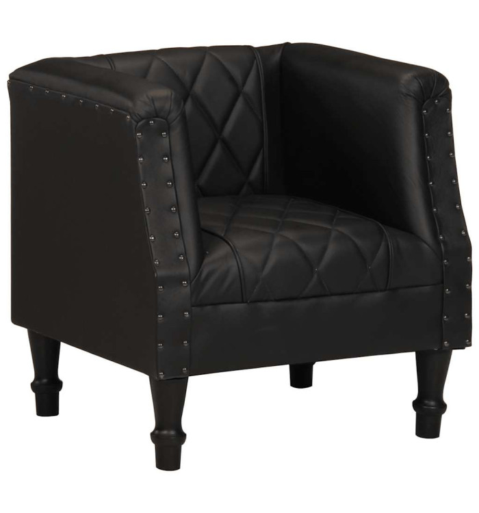 Chaise cabriolet Noir Cuir véritable de chèvre | Mobilier & Déco
