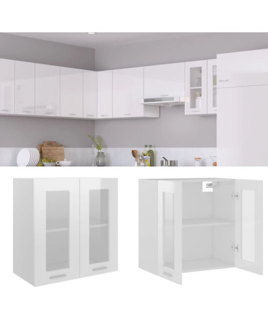 Armoire en verre suspendue "Lyon" Blanc brillant | Mobilier & Déco