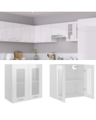 Armoire en verre suspendue "Lyon" Blanc brillant | Mobilier & Déco