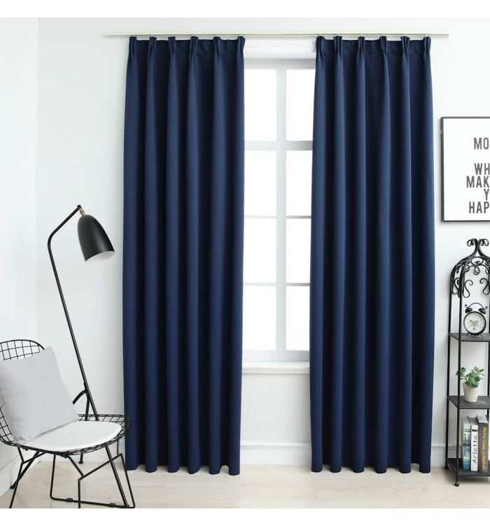 Rideaux occultants avec crochets 2 pcs Bleu 140x245 cm | Mobilier & Déco