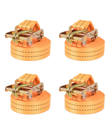 Sangle d’arrimage à cliquet 4 pcs 1 tonne 6 m x 38 mm Orange | Mobilier & Déco