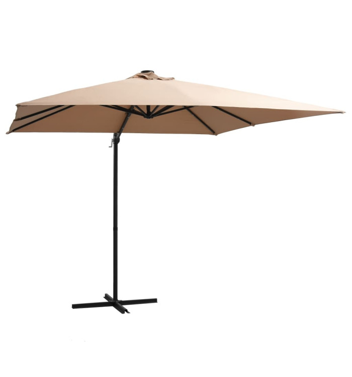 Parasol de jardin en porte-à-faux lumières LED et mât en acier | Mobilier & Déco