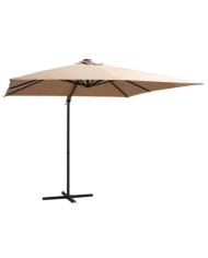 Parasol de jardin en porte-à-faux lumières LED et mât en acier | Mobilier & Déco