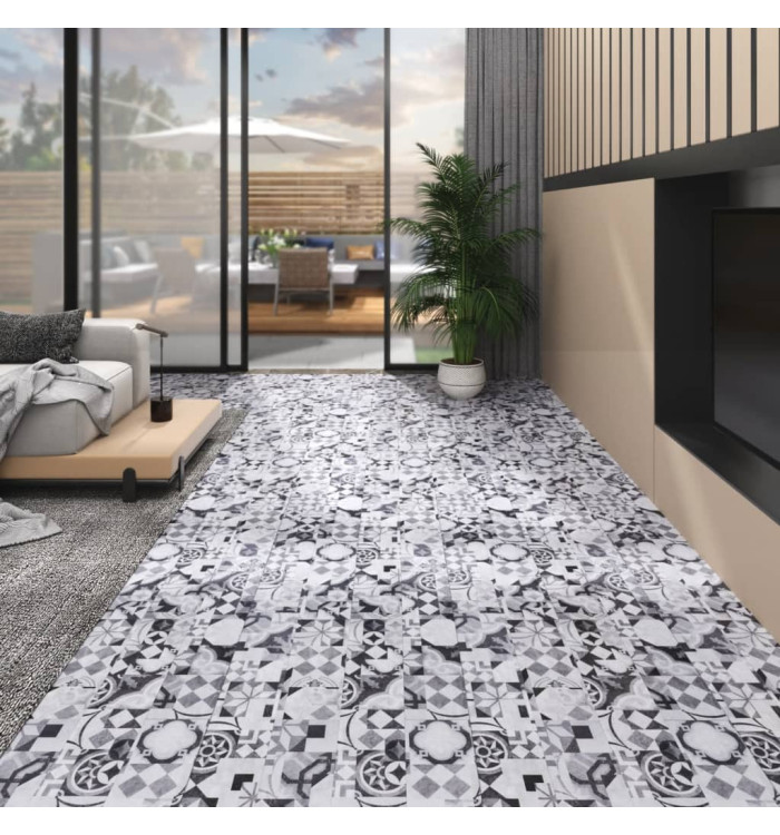 Planches de plancher PVC 5,02 m² 2 mm Autoadhésif Motif de gris | Mobilier & Déco