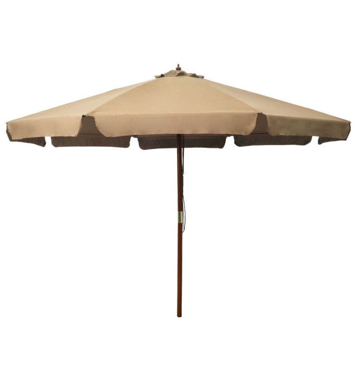 Parasol d'extérieur avec mât en bois 330 cm Taupe | Mobilier & Déco