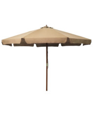 Parasol d'extérieur avec mât en bois 330 cm Taupe | Mobilier & Déco