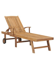 Chaise longue Bois de teck solide | Mobilier & Déco