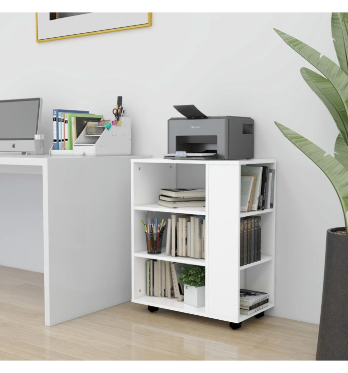Armoire à roulettes Blanc 60x35x75 cm Bois d’ingénierie | Mobilier & Déco