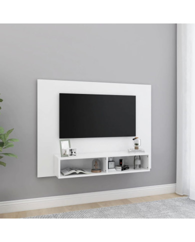 Meuble TV mural Blanc 120x23,5x90 cm Bois d’ingénierie | Mobilier & Déco