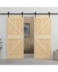 Porte coulissante avec kit de quincaillerie 80x210cm Pin massif | Mobilier & Déco