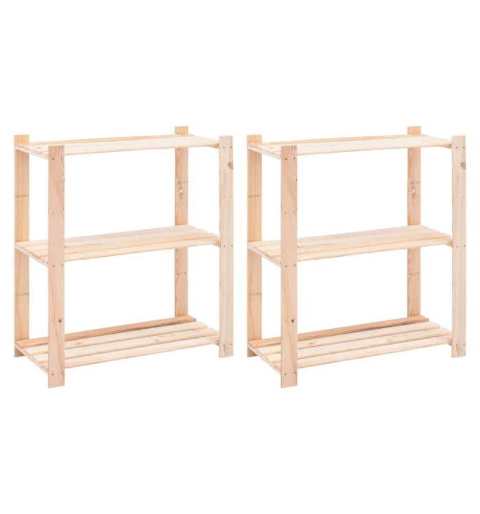 Étagères de rangement à 3 niveaux 2 pcs 80x38x90 cm Pin 150 kg | Mobilier & Déco