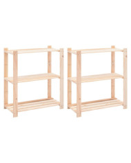 Étagères de rangement à 3 niveaux 2 pcs 80x38x90 cm Pin 150 kg | Mobilier & Déco