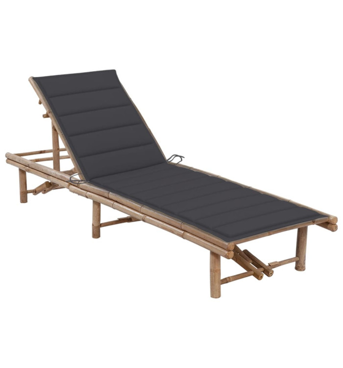 Chaise longue de jardin avec coussin Bambou | Mobilier & Déco