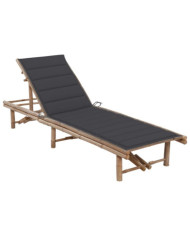 Chaise longue de jardin avec coussin Bambou | Mobilier & Déco