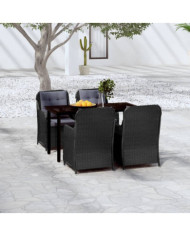 Ensemble à manger de jardin 5 pcs Noir | Mobilier & Déco