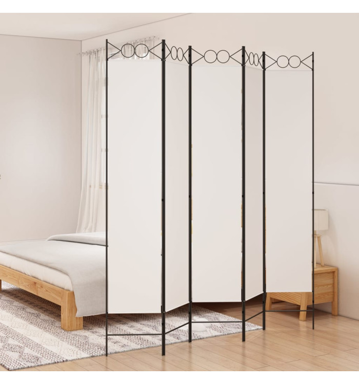 Cloison de séparation 5 panneaux Blanc 200x220 cm Tissu | Mobilier & Déco