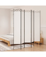 Cloison de séparation 5 panneaux Blanc 200x220 cm Tissu | Mobilier & Déco