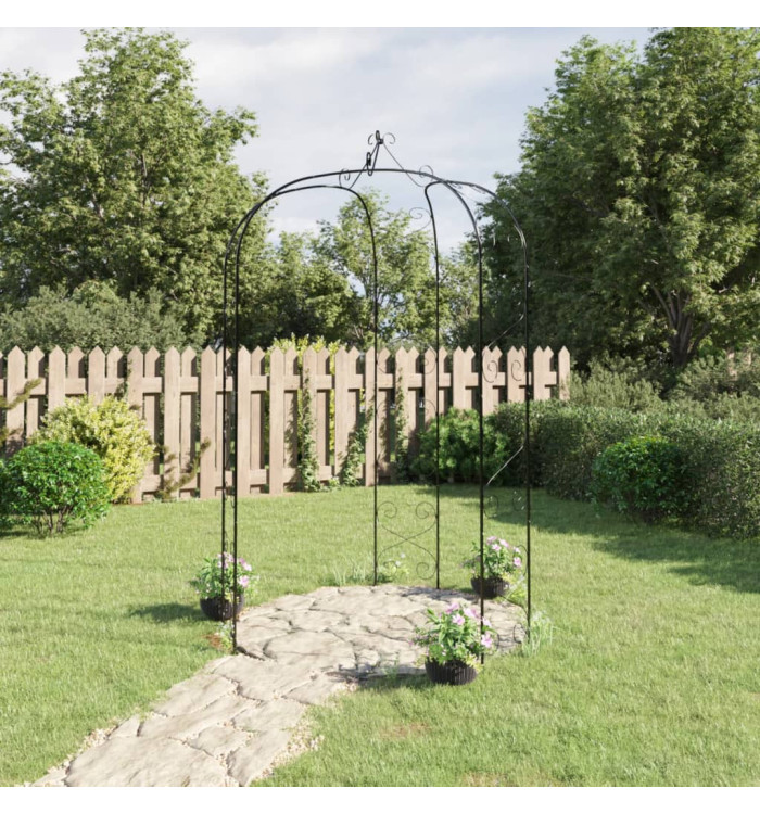Arche de jardin Noir Ø180x255 cm Acier | Mobilier & Déco