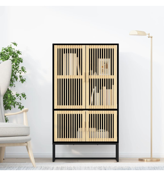 Buffet haut noir 70x35x125 cm bois d'ingénierie | Mobilier & Déco