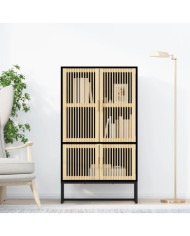 Buffet haut noir 70x35x125 cm bois d'ingénierie | Mobilier & Déco