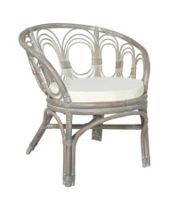 Chaise de salle à manger avec coussin gris Rotin naturel et lin | Mobilier & Déco