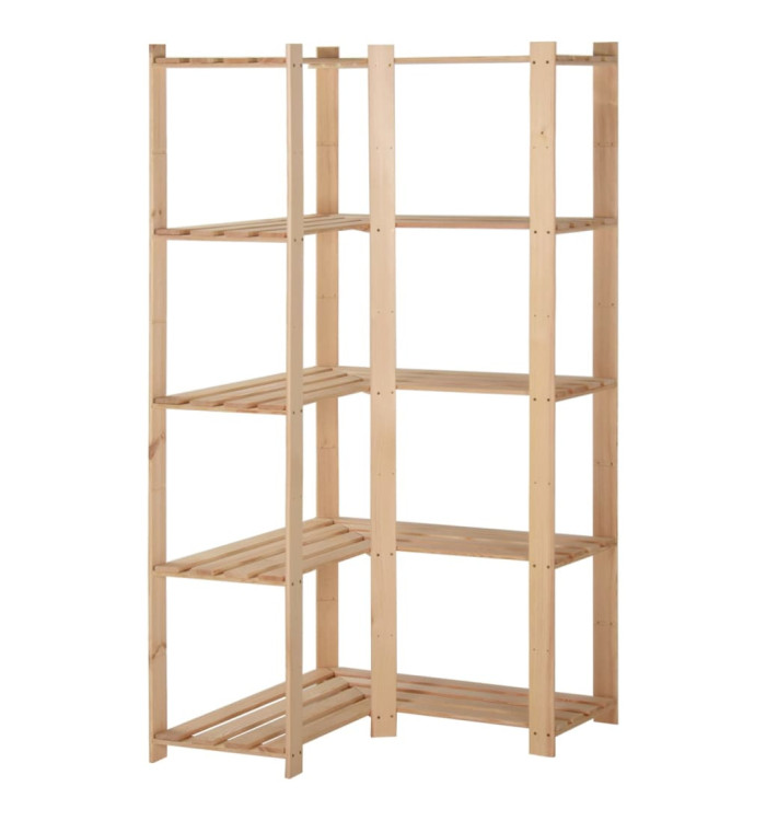 Étagère d'angle de rangement 5 niveaux 82,5x82,5x170 cm Pin | Mobilier & Déco