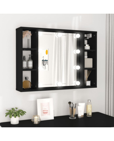 Armoire à miroir avec LED noir 76x15x55 cm | Mobilier & Déco
