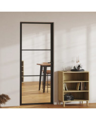 Porte intérieure Verre ESG et aluminium 83x201,5 cm Noir | Mobilier & Déco