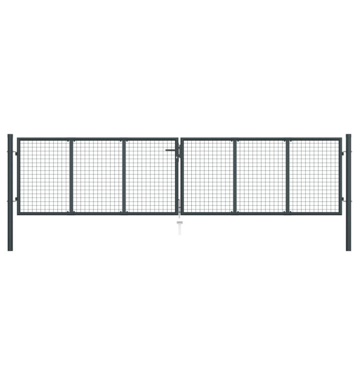 Portail en maille de jardin Acier galvanisé 400 x 150 cm Gris | Mobilier & Déco