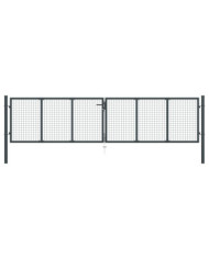 Portail en maille de jardin Acier galvanisé 400 x 150 cm Gris | Mobilier & Déco