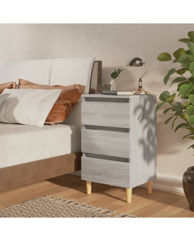 Table de chevet avec pieds en bois Sonoma gris 40x35x69 cm | Mobilier & Déco