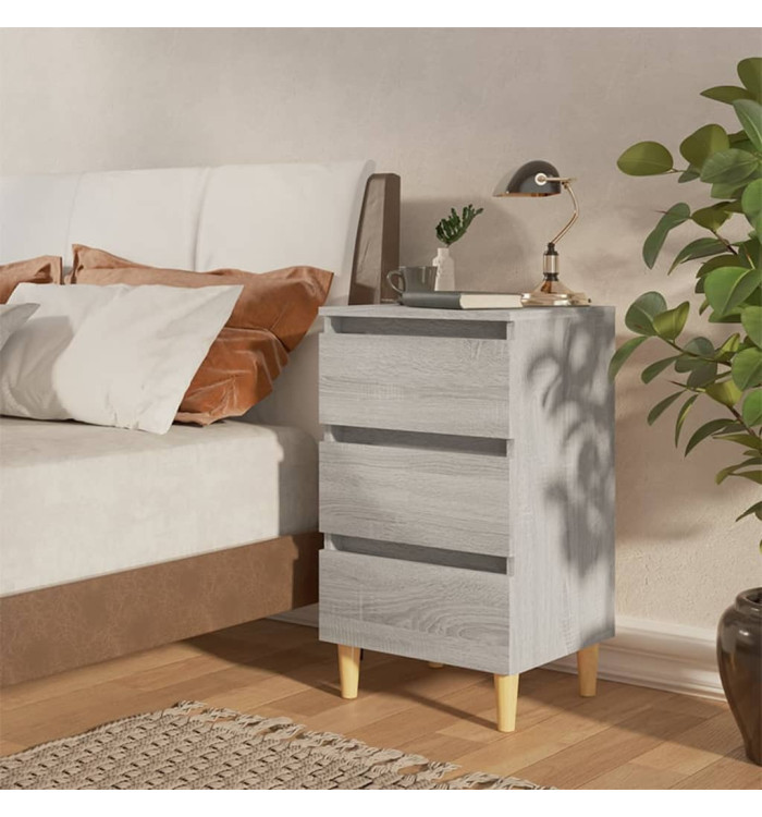 Table de chevet avec pieds en bois Sonoma gris 40x35x69 cm | Mobilier & Déco