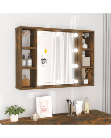 Armoire à miroir avec LED Chêne fumé 76x15x55 cm | Mobilier & Déco