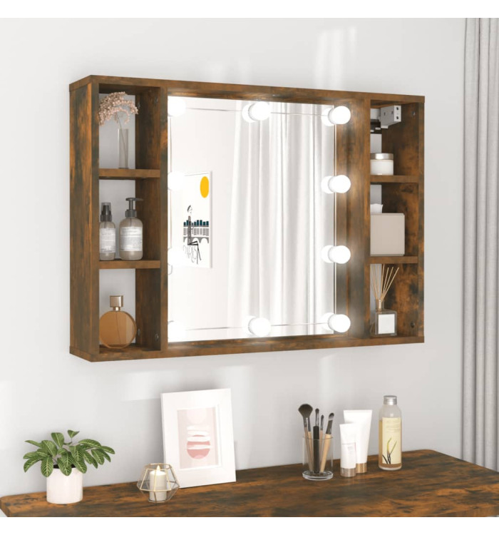 Armoire à miroir avec LED Chêne fumé 76x15x55 cm | Mobilier & Déco