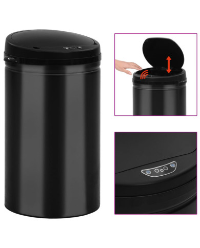 Poubelle à capteur automatique 40 L Acier au carbone Noir | Mobilier & Déco