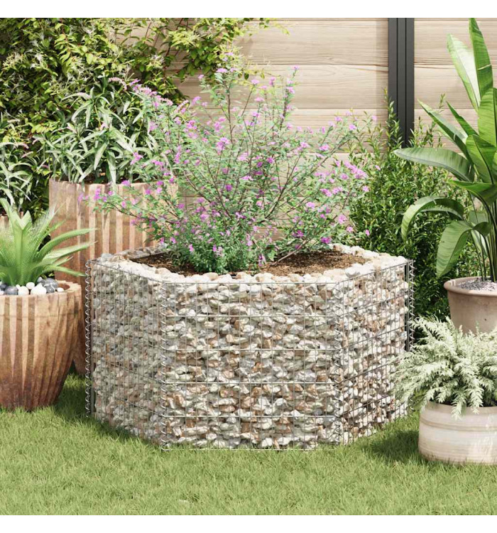 Lit surélevé à gabion hexagonale 100 x 90 x 50 cm | Mobilier & Déco