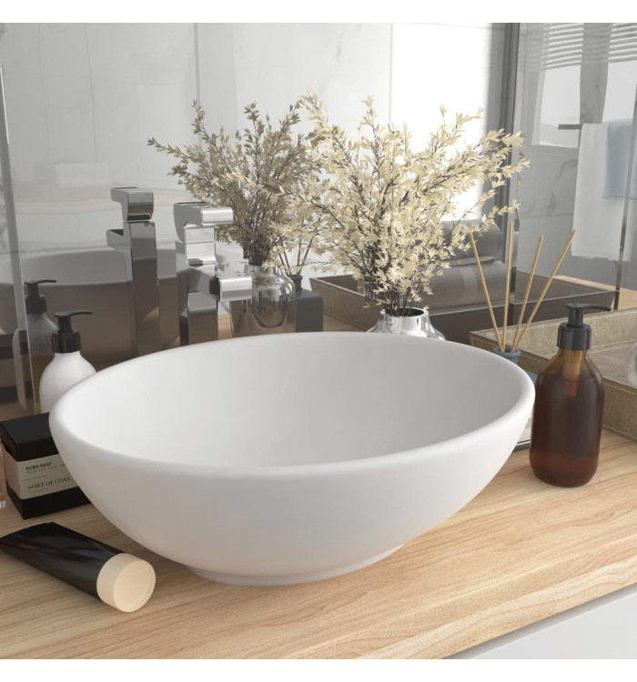 Lavabo ovale de luxe Blanc mat 40x33 cm Céramique | Mobilier & Déco