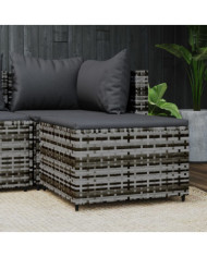 Repose-pied de jardin avec coussin Gris Résine tressée | Mobilier & Déco