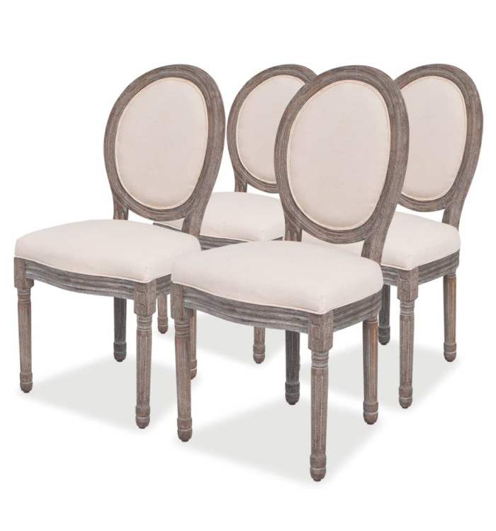 Chaises à manger lot de 4 crème tissu | Mobilier & Déco