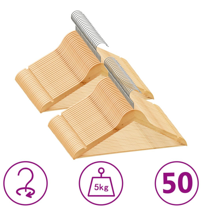 Cintres antidérapants 50 pcs Bois dur | Mobilier & Déco