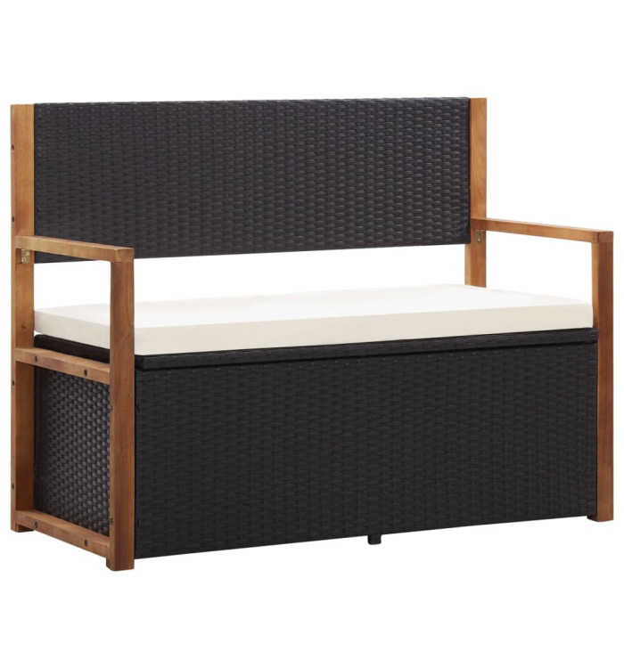 Banc de jardin 115 cm Résine tressée et bois d'acacia Noir | Mobilier & Déco
