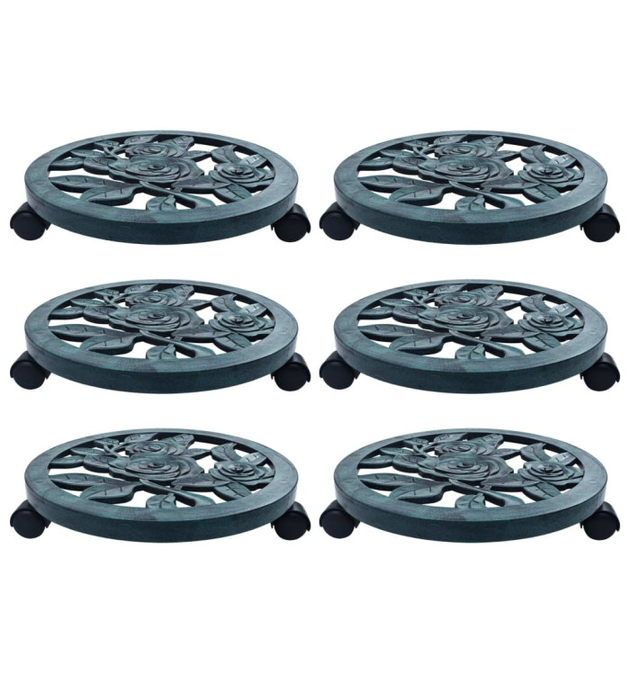 Chariots pour plantes 6 pcs Vert 38 cm Plastique | Mobilier & Déco