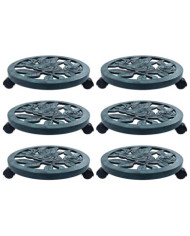 Chariots pour plantes 6 pcs Vert 38 cm Plastique | Mobilier & Déco