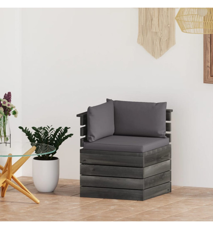 Canapé d'angle palette de jardin avec coussins Bois de pin | Mobilier & Déco