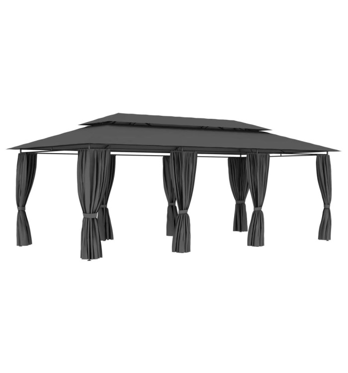 Belvédère avec rideaux 600x298x270 cm Anthracite | Mobilier & Déco