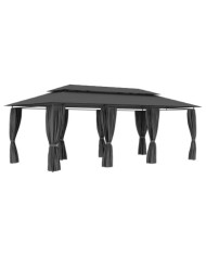 Belvédère avec rideaux 600x298x270 cm Anthracite | Mobilier & Déco