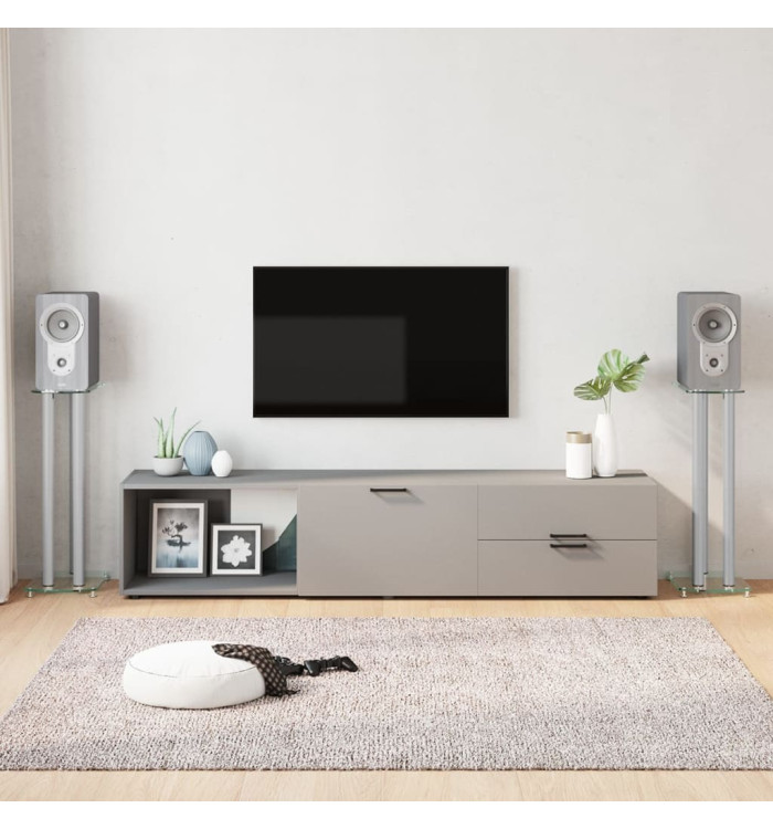 Supports de haut-parleurs 2 pcs argenté verre trempé 3 piliers | Mobilier & Déco