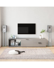 Supports de haut-parleurs 2 pcs argenté verre trempé 3 piliers | Mobilier & Déco