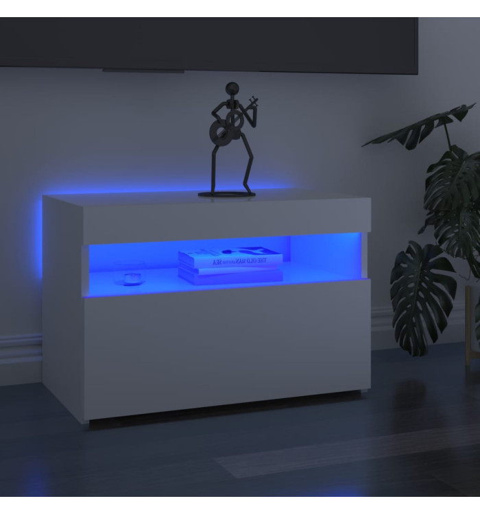 Meuble TV avec lumières LED blanc brillant 60x35x40 cm | Mobilier & Déco