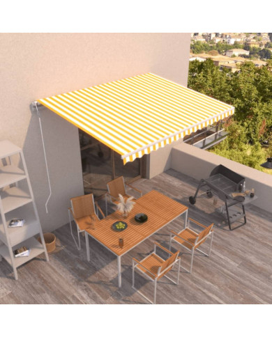 Auvent rétractable automatique 450x300 cm Jaune et blanc | Mobilier & Déco